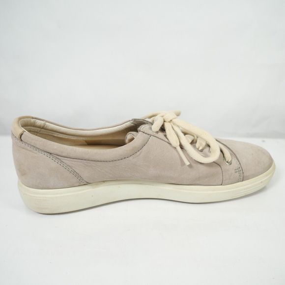 Ecco Soft 7 Suede Leather Lace-Up Sneakers Warm Gray Nubuck Size EU 41 US 10 - Picture 2 of 9